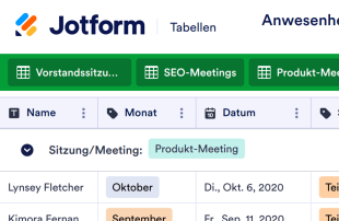 Anwesenheitsliste für Sitzungen/Meetings Tabellenvorlage