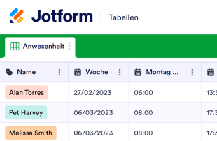 Anwesenheitsliste Tabellenvorlage