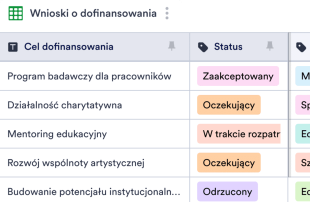 Arkusz Śledzenia Dofinansowań Spreadsheet Template