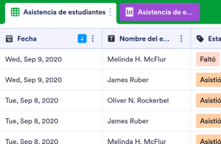 Asistencia de estudiantes Plantilla de Hoja de Cálculo