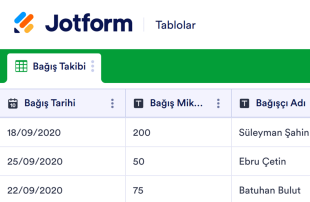 Bağış Takip Tablo Şablonu