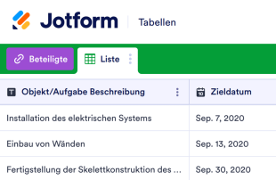Bau-Checkliste Tabellenvorlage