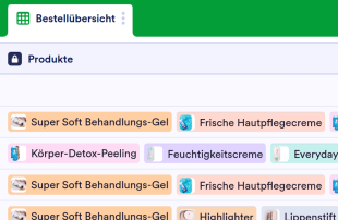 Bestellübersicht Tabellenvorlage