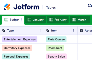 College Budget Template