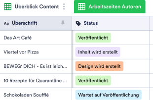 Content-Planer-Vorlage Tabellenvorlage