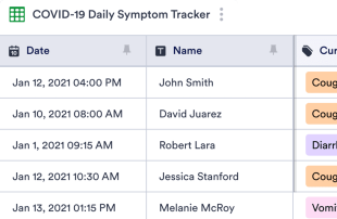 COVID-19 Daily Symptom Tracker Spreadsheet Template