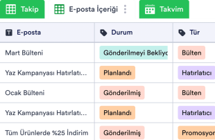 E-posta Pazarlama Takvim Tablo Şablonu