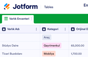 Envanter Tablosu Template