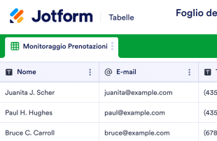 Foglio delle Prenotazioni del Ristorante Template