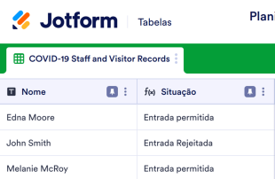 Folha de registro COVID-19 Spreadsheet Template