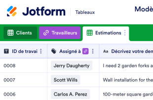 Formulaire de demande de service d'aménagement paysager Modèle de feuille de calcul