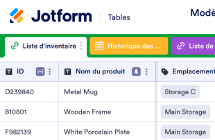 Formulaire d'enregistrement d'informations sur l'inventaire du produit Template