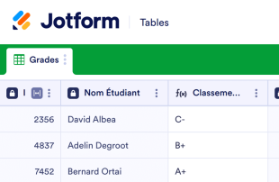 Formulaire d'entrée de note d'examen Template