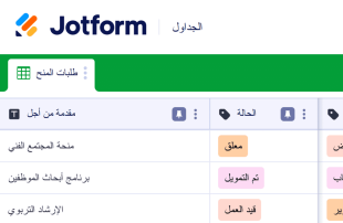 جدول بيانات تتبع المنح Template