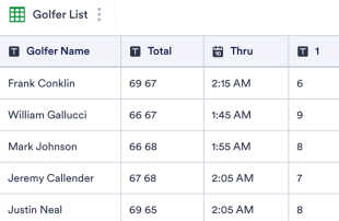 Golf Leaderboard Template Spreadsheet Template