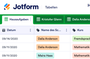 Hausaufgabenkontrolle Tabellenvorlage