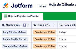 Hoja de Cálculo para Registrar los Permisos por Enfermedad y Vacación Spreadsheet Template