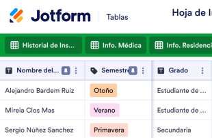 Hoja de Información de los Estudiantes Plantilla de Hoja de Cálculo