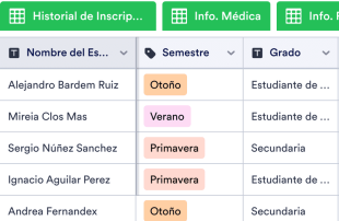 Hoja de Información de los Estudiantes Template
