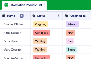Information Request Tracker Spreadsheet Template