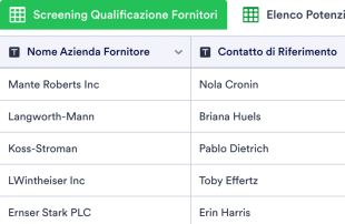 Inserimento Fornitori Modello di foglio di calcolo