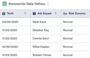 Koronavirüs Takip Tablosu Template