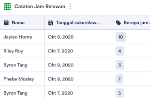 Lembar Catatan Jam Kerja Relawan Spreadsheet Template