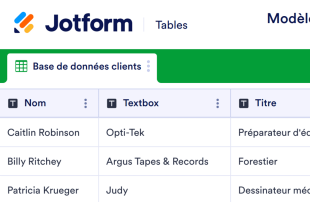 Modèle de base de données client Modèle de feuille de calcul