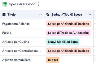Modello di Budget per Trasloco Modello di foglio di calcolo