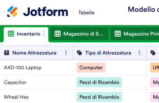 Modello di Inventario delle Attrezzature Modello di foglio di calcolo