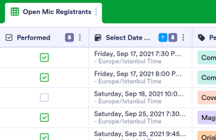 Open Mic Sign Up Spreadsheet Template