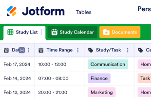 Personal Study Plan Template Spreadsheet Template