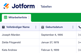 Personaldatenblatt Tabellenvorlage