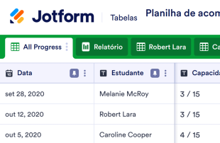 Planilha de acompanhamento de desempenho dos estudantes Template