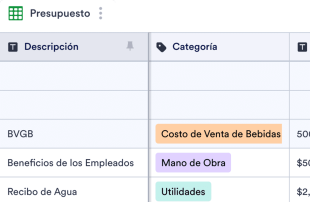 Plantilla de Presupuesto para restaurante Plantilla de Hoja de Cálculo