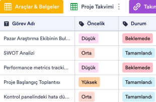 Proje Katılım Tablosu Template