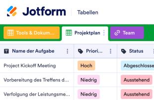 Projekt-Onboarding Tabellenvorlage