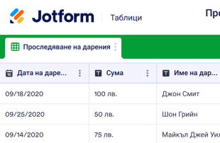 Проследяване на дарения Spreadsheet Template