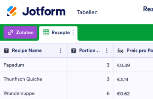 Rezept Kalkulationsvorlage Tabellenvorlage