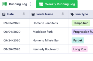 Running Log Spreadsheet Template