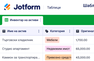 Шаблон за инвентар на активи Spreadsheet Template