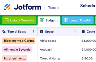 Scheda di Pianificazione Matrimonio Modello di foglio di calcolo