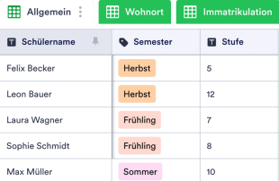 Schülerdatenblatt Tabellenvorlage