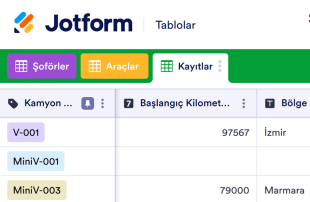 Şoför Günlük Tablo Şablonu