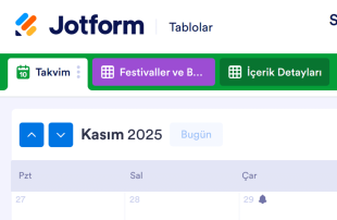 Sosyal Medya Ajandası Tablo Şablonu