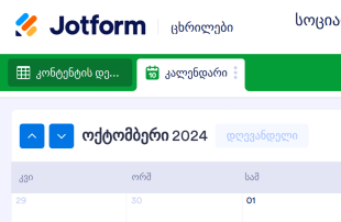 სოციალური მედიის კალენდარი Spreadsheet Template