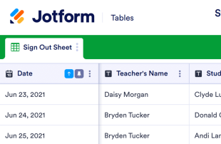 Student Sign Out Spreadsheet Template