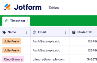Student Time Spreadsheet Template