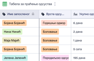 Табела за Праћење Годишњих Одмора и Боловања Spreadsheet Template