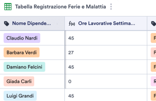 Tabella Registrazione Ferie e Malattia Modello di foglio di calcolo
